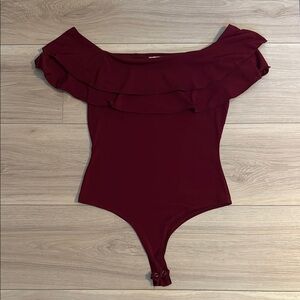 Burgundy Off-Shoulder Bodysuit